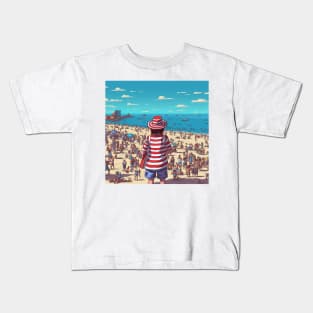 Waldo finds the beach Kids T-Shirt